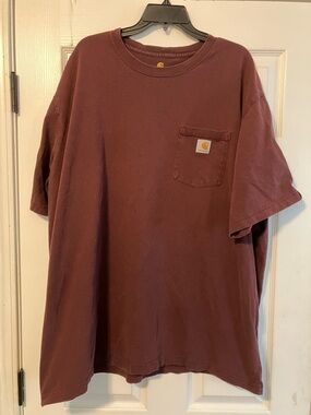Carhartt Pocket Shirt Mens Size 3XL Short Sleeve Logo Original Maroon